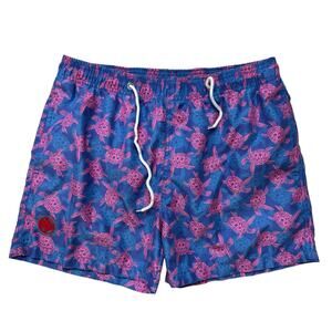 ELEMENTS Retro Neon Turtle Mens Swim Shorts Sz Small Lined Mesh Spain Quick Dry